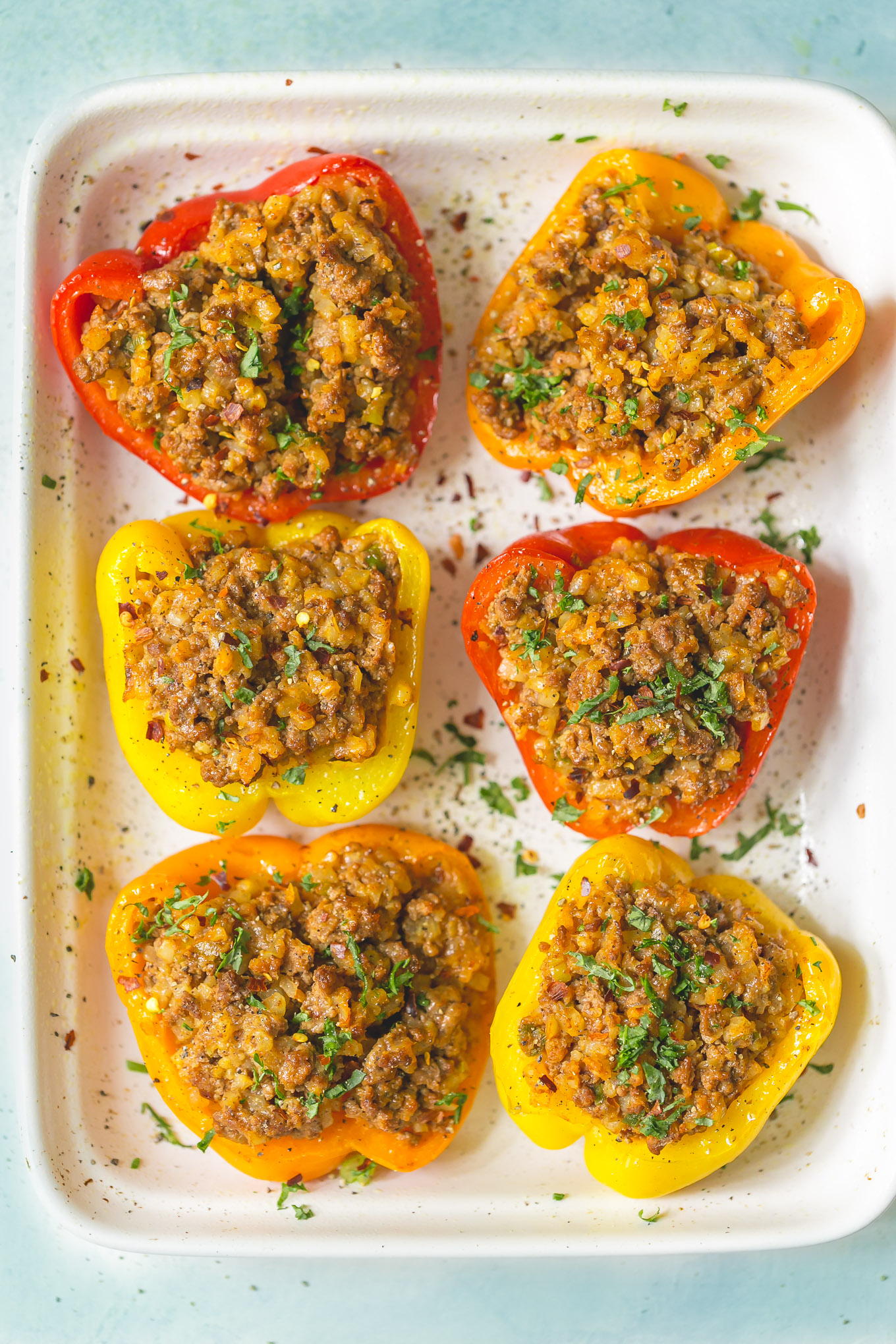 stuffed peppers made with ground lamb